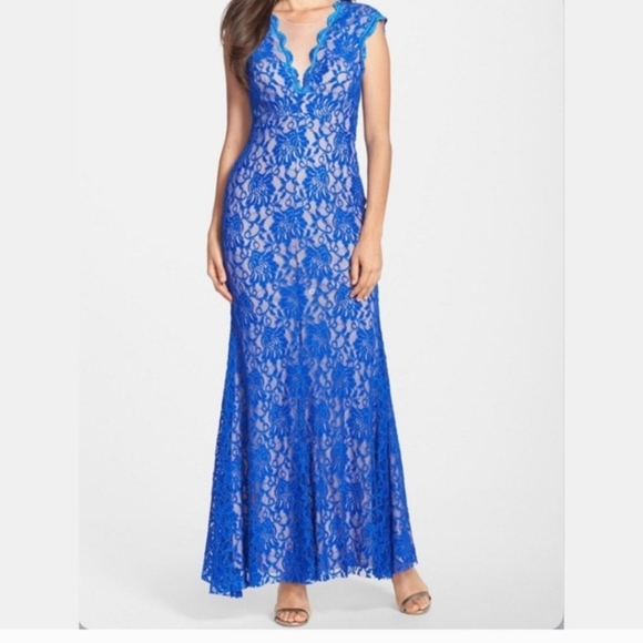 Xscape Dresses & Skirts - Elegant Blue Lace Evening Gown
